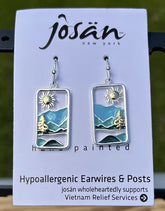 Sterling Silver Two-Tone Blue Enamel Mountain Earrings